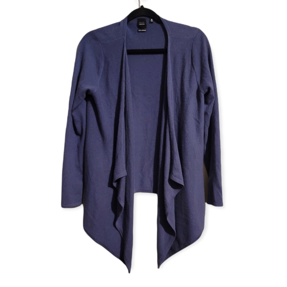 Saks Fifth Avenue Black Purple Draped Open Front Cashmere Sweater Size L